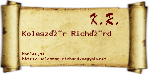 Koleszár Richárd névjegykártya